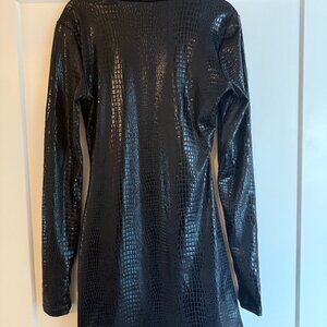 SHEIN Black Faux Croc Bodycon Mini Dress Medium